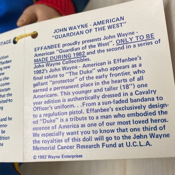 VTG JOHN WAYNE AMERICAN GUARDIAN OF THE WEST 3rd of EFFANBEES LEGEND SERIES 1982 - Picture 12 of 15